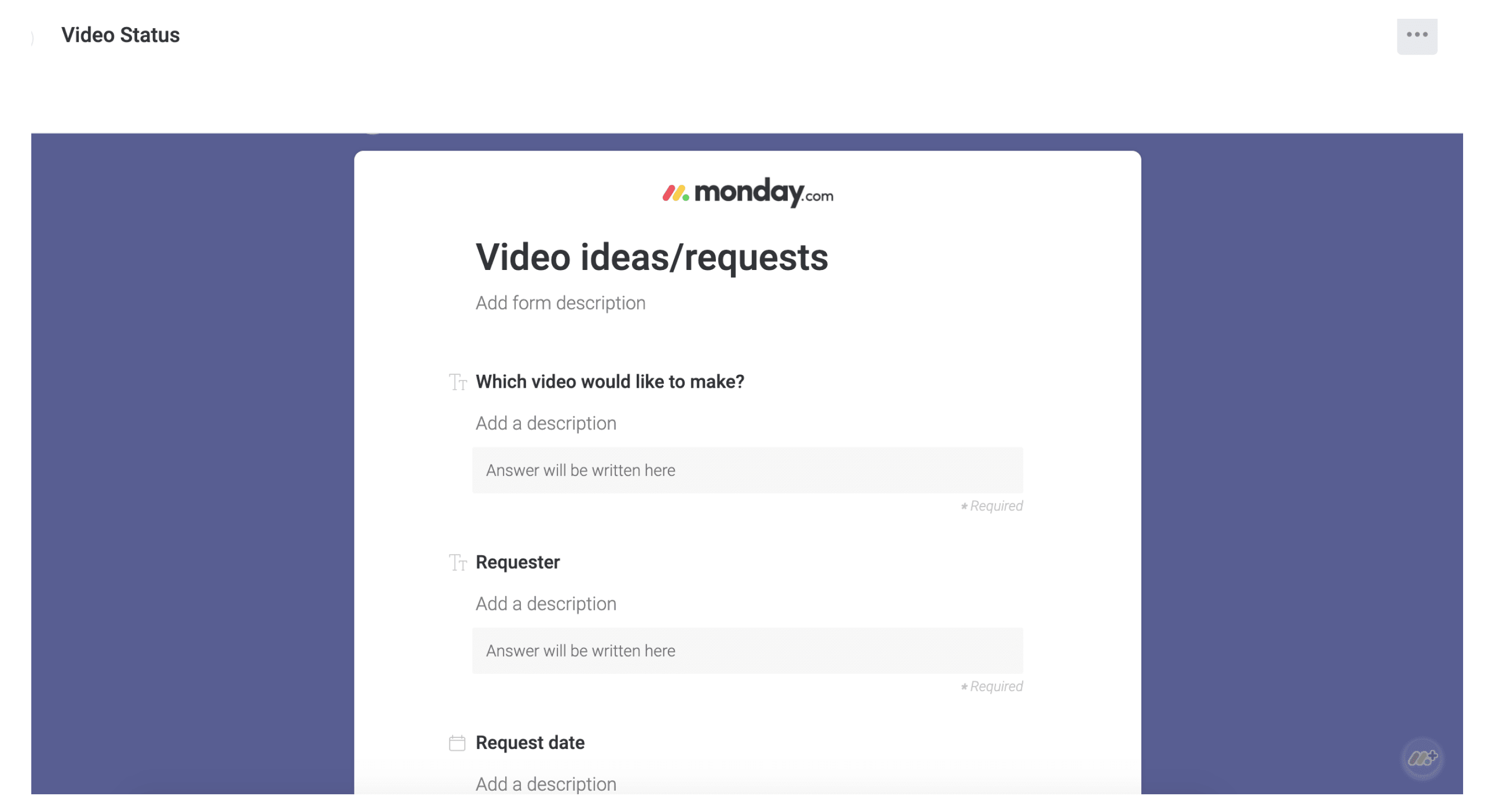 Video production management template
